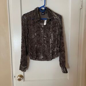 GAP Women's Black Floral Top